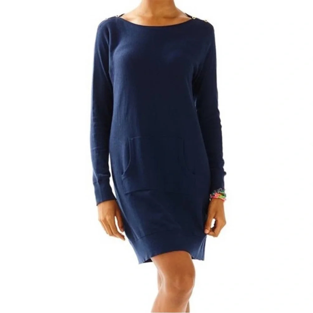 Lilly Pulitzer Jupiter Navy Wool Blend Sweater Tunic Dress